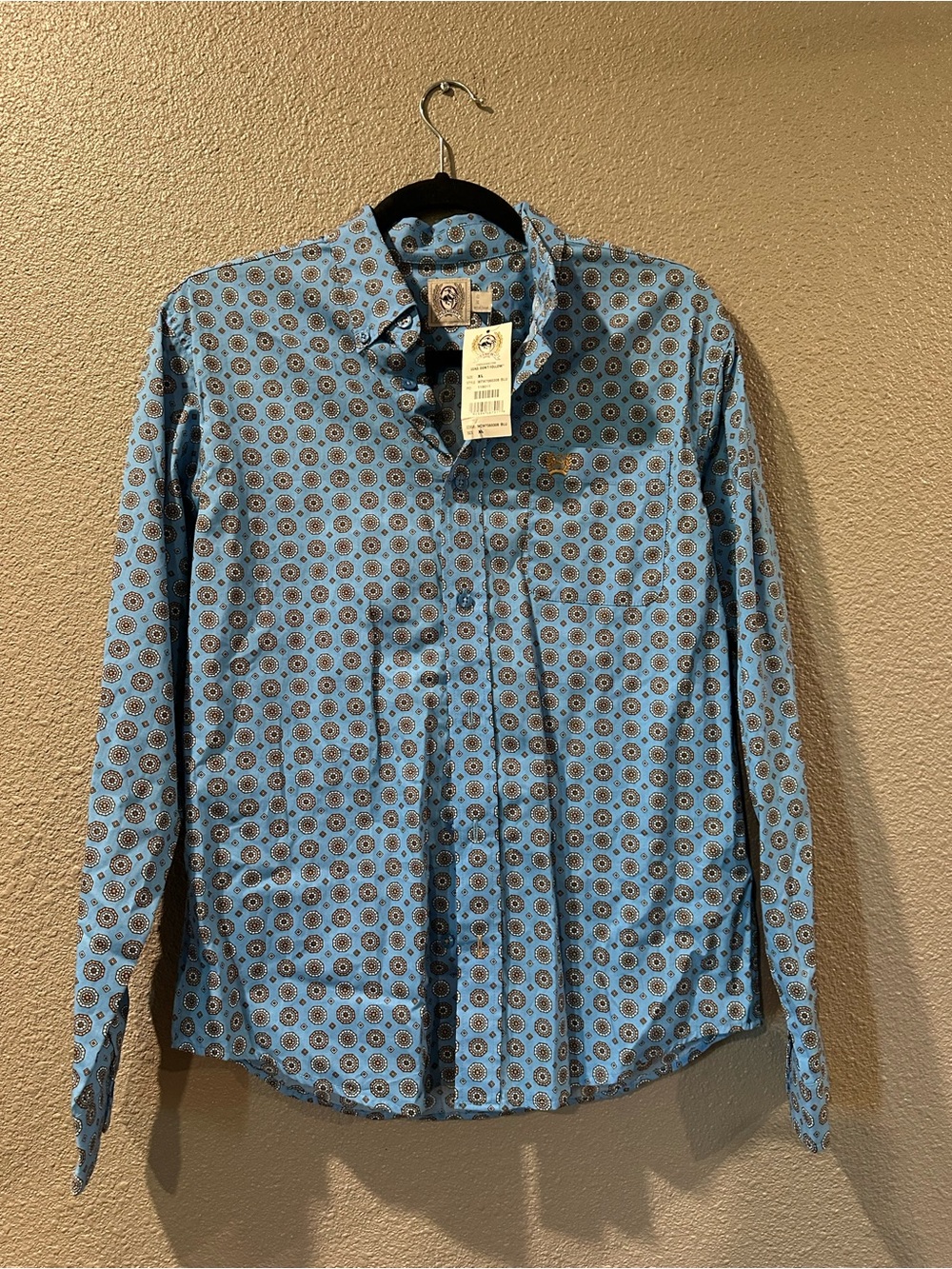 Cinch Blue Geometric Medallion Button Down Shirt